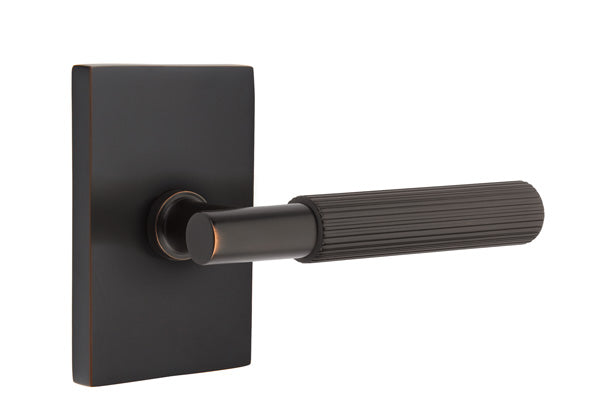 Emtek Select T-Bar Straight Knurled Lever Modern Rectangular Rosette
