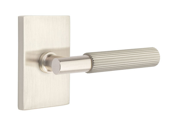 Emtek Select T-Bar Straight Knurled Lever Modern Rectangular Rosette