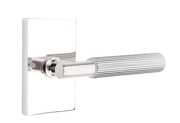 Emtek Select T-Bar Straight Knurled Lever Modern Rectangular Rosette