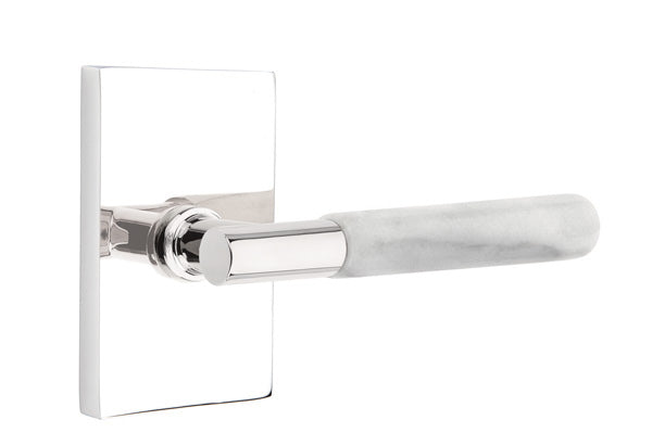 Emtek Select T-Bar White Marble Lever Modern Rectangular Rosette