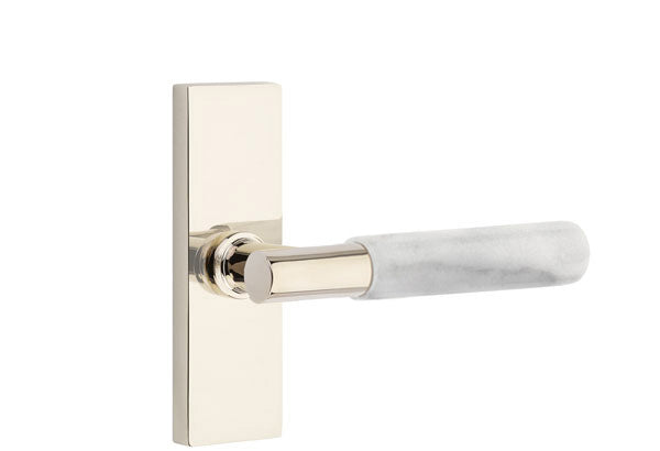 Emtek Stretto Narrow Trim Locksets with T-Bar White Marble Lever