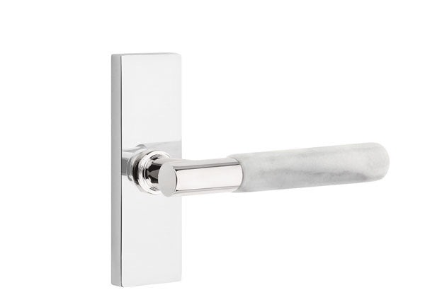 Emtek Stretto Narrow Trim Locksets with T-Bar White Marble Lever