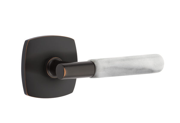 Emtek Select T-Bar White Marble Lever Urban Modern Rosette