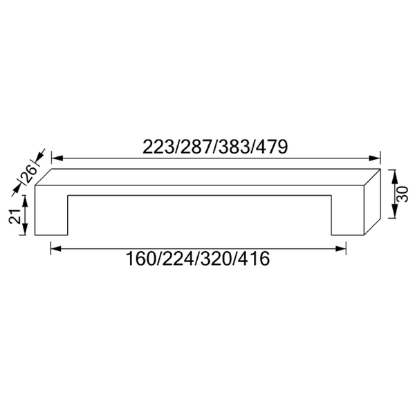 Modern Flat-T Cabinet Handle - 1060