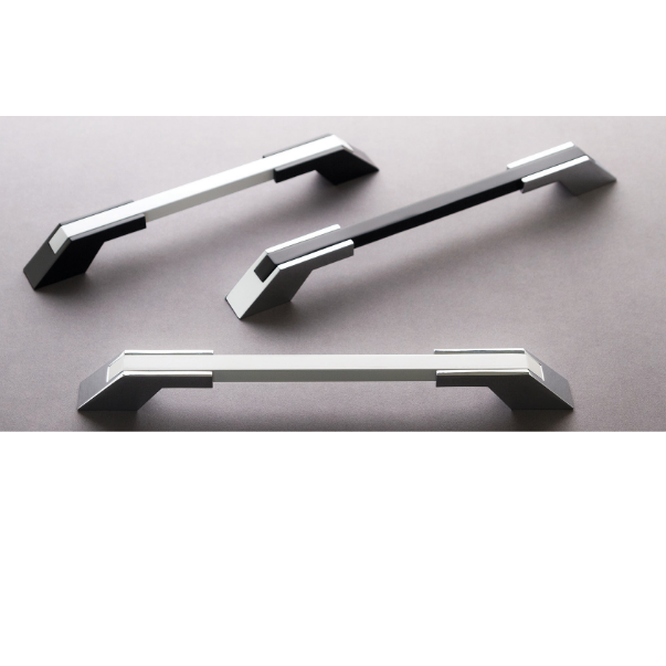 Wide Two Tone Modern Kitchen Handle - Chrome Base 770