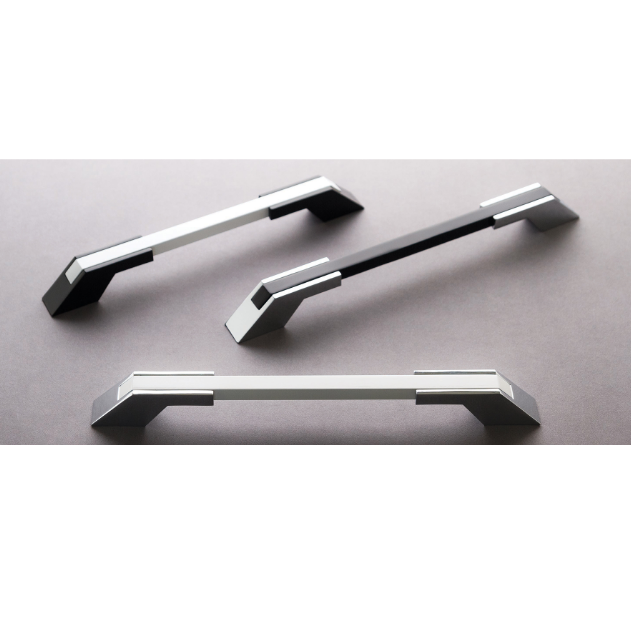 Wide Two Tone Modern Kitchen Handle - Matte Black Base 770