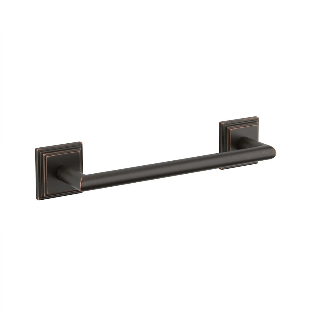 Emtek Modern Tubular Brass Towel Bar - Large Rosette