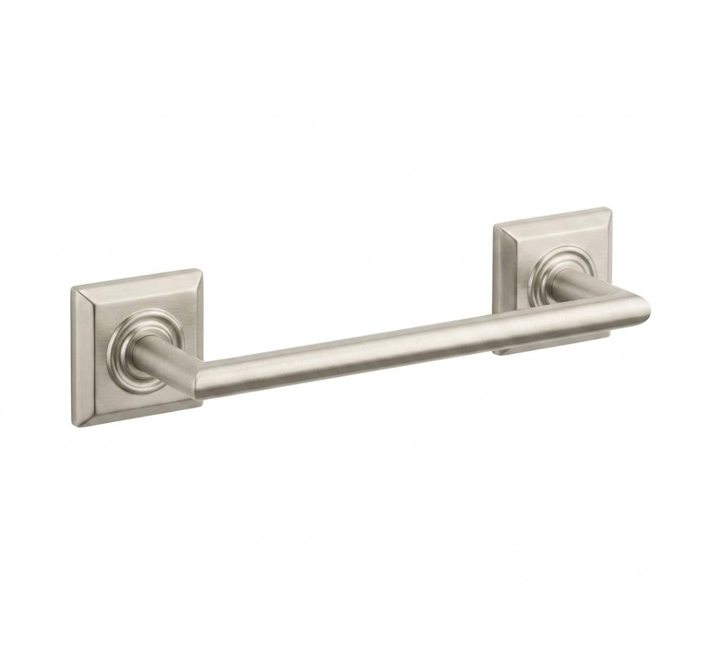 Emtek Modern Tubular Brass Towel Bar - Large Rosette