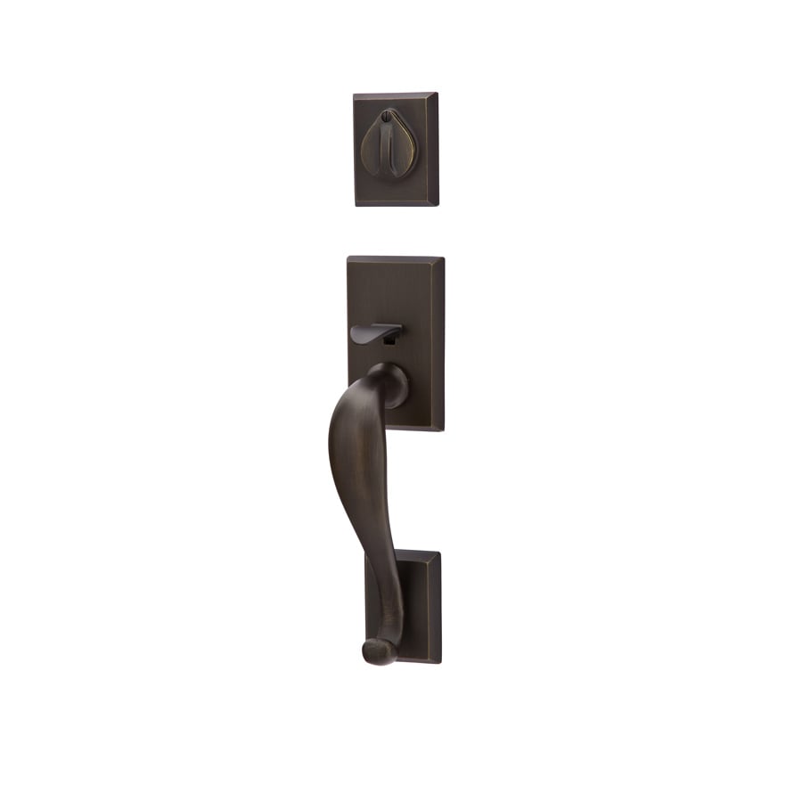Emtek Sandcast Bronze Tubular Entrance Handlesets - Rectangular Sectional