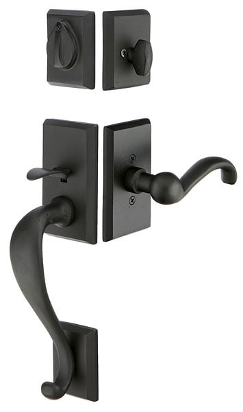 Emtek Sandcast Bronze Tubular Entrance Handlesets - Rectangular Sectional