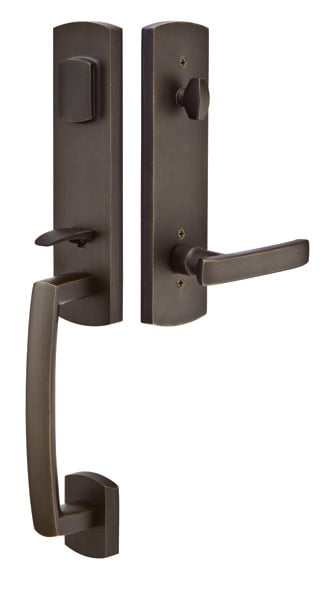 Emtek Sandcast Bronze Tubular Entrance Handlesets - Logan