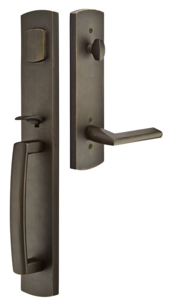 Emtek Sandcast Bronze Tubular Entrance Handlesets - Brighton