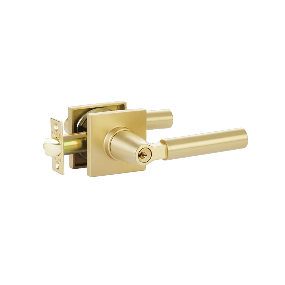 Emtek Brass Tubular Two-Point Lockset - Modern Rectangular With Hercules Lever
