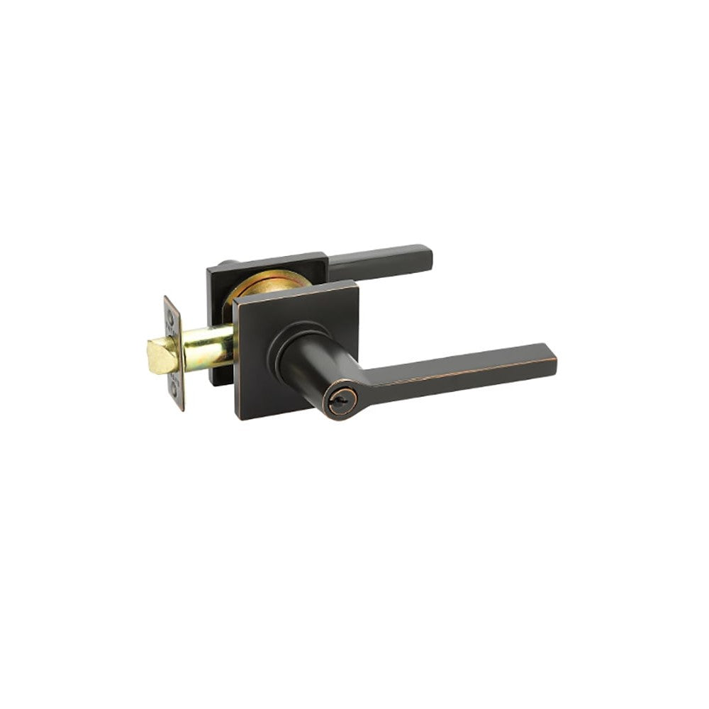 Emtek Modern Brass Key In Entrance Locksets - Square Rosette With Helios Lever