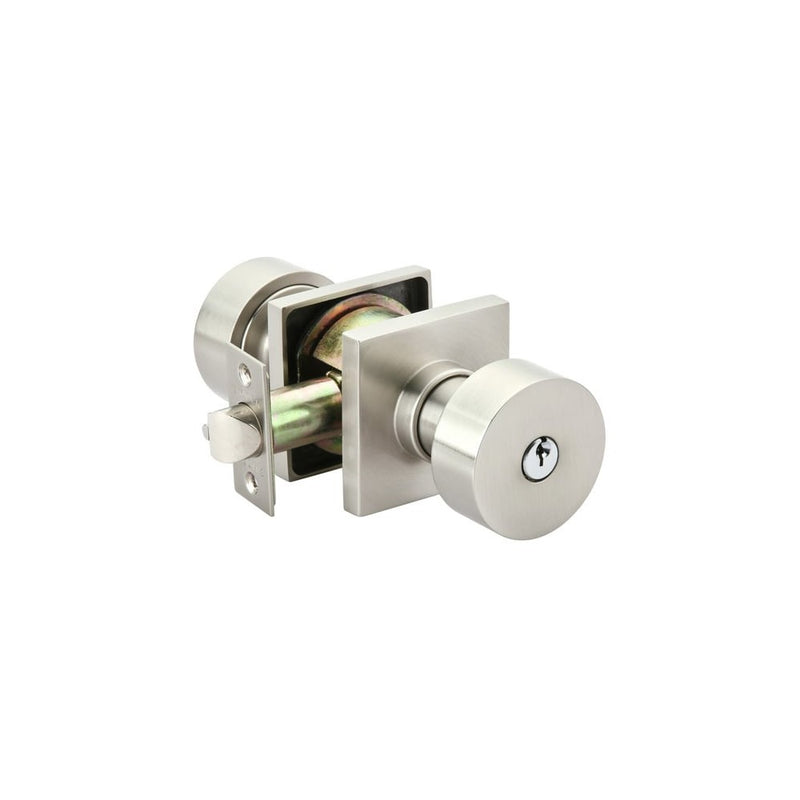 Emtek Modern Brass Key In Entrance Locksets - Square Rosette With Round Knob