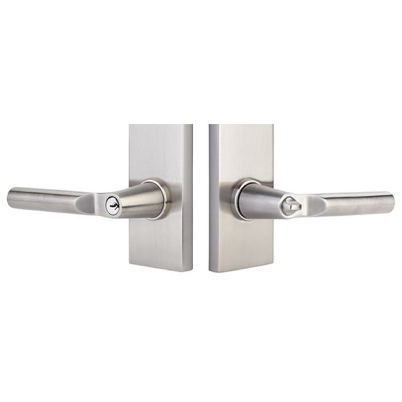 Emtek Brass Tubular Single Point Lockset - Modern Rectangular With Hanover Lever