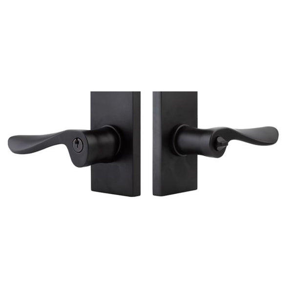 Emtek Brass Tubular Two-Point Lockset - Modern Rectangular With Luzern Lever
