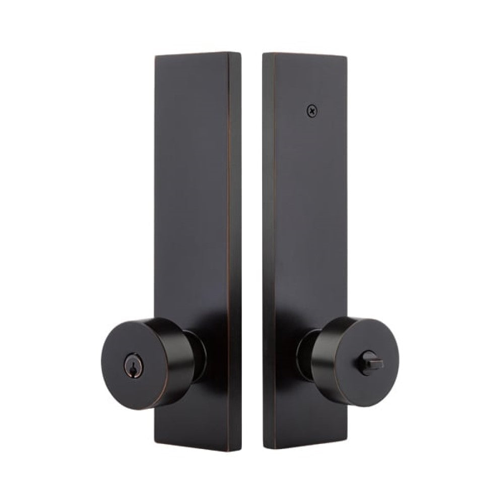 Emtek Brass Tubular Single Point Lockset - Modern Rectangular With Helios Lever