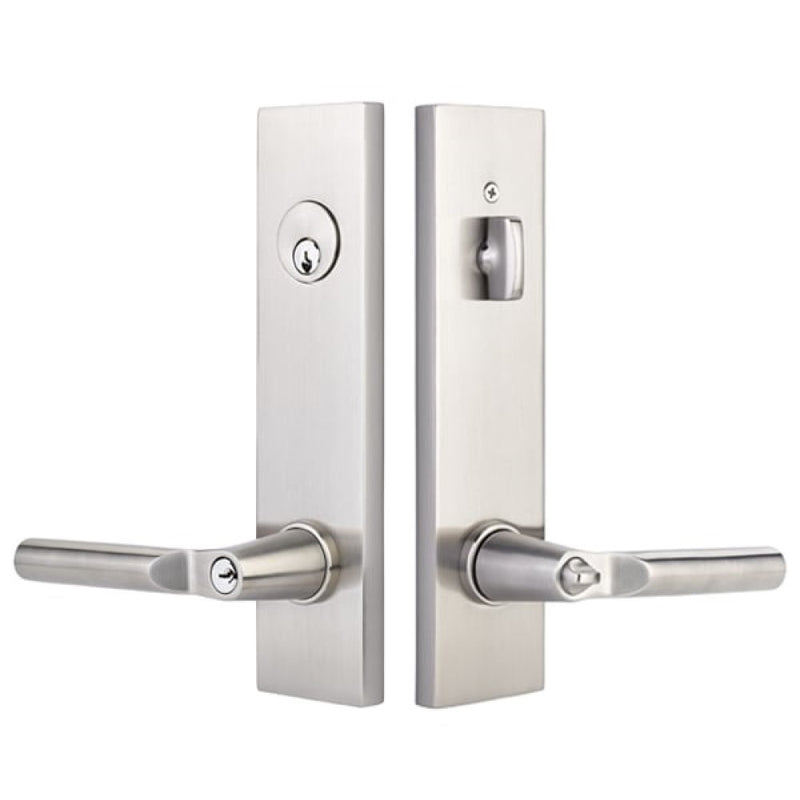 Emtek Brass Tubular Two-Point Lockset - Modern Rectangular With Hercules Lever
