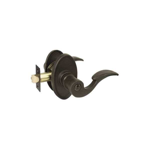 Emtek Sandcast Bronze Key In Entrance Locksets - #14 Rosette With Siena Lever