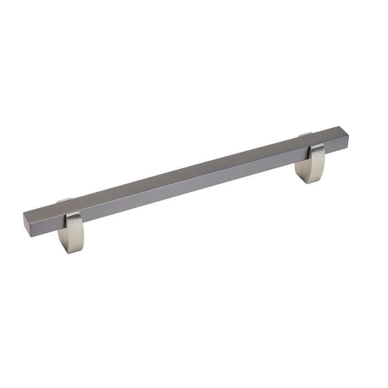 Wide Two Tone Curvy Legged Handle - Brushed Nickel Base 765