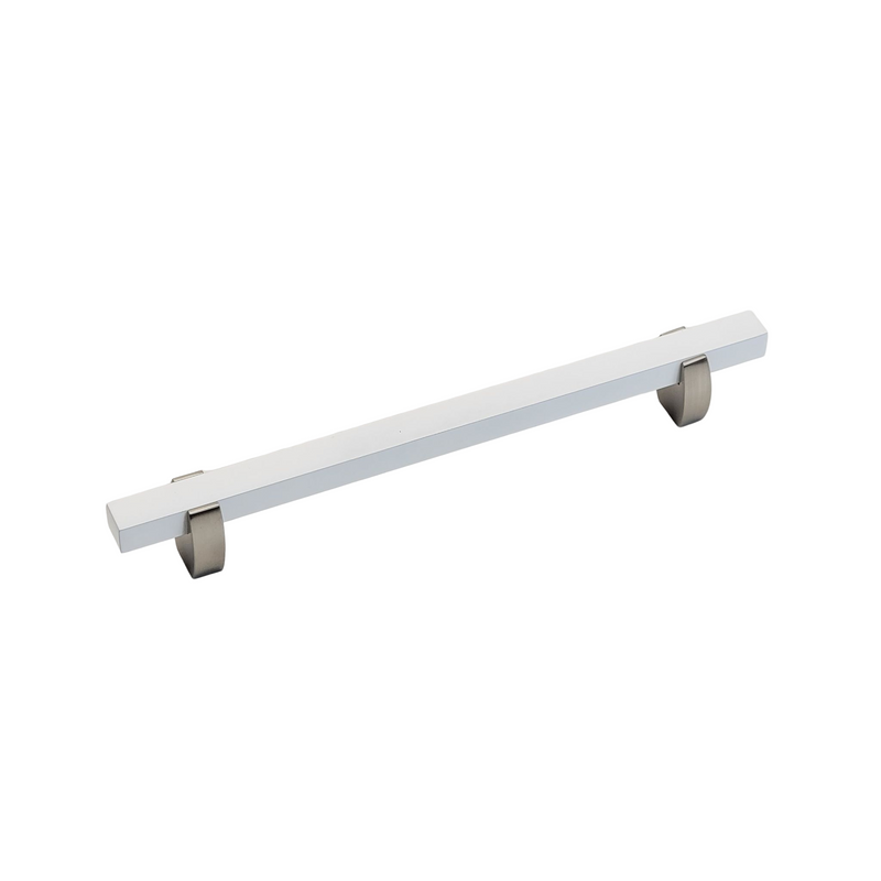 Wide Two Tone Curvy Legged Handle - Brushed Nickel Base 765