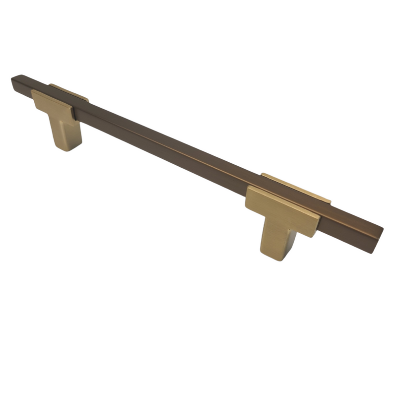 Two Tone T-Bar Handle - Brushed Gold Base 778