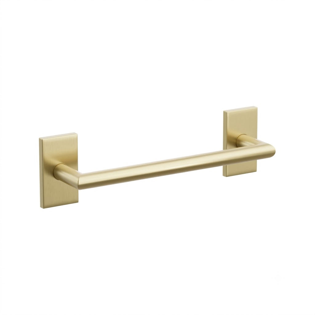 Emtek Modern Tubular Brass Towel Bar - Large Rosette