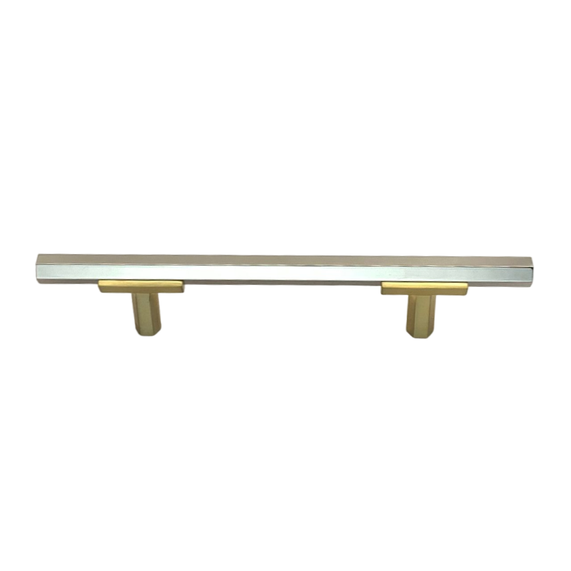Two Tone T-Bar Hex Handle - Brushed Gold Base 776