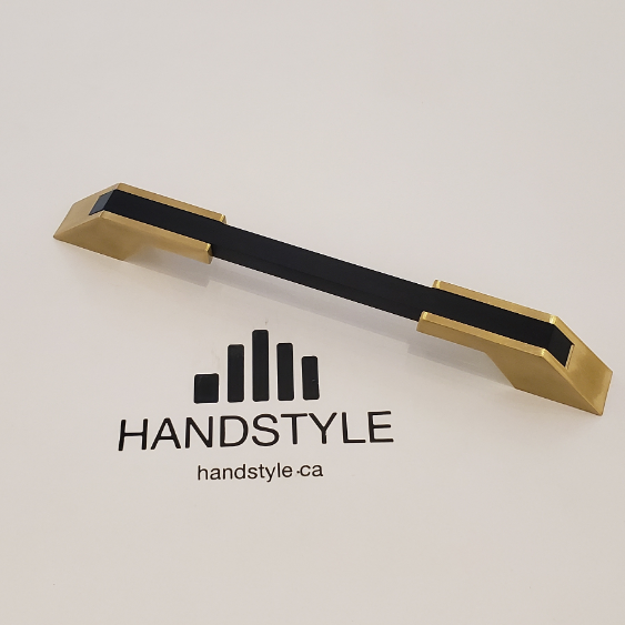 Wide Two Tone Modern Kitchen Handle - Brushed Gold Base 770