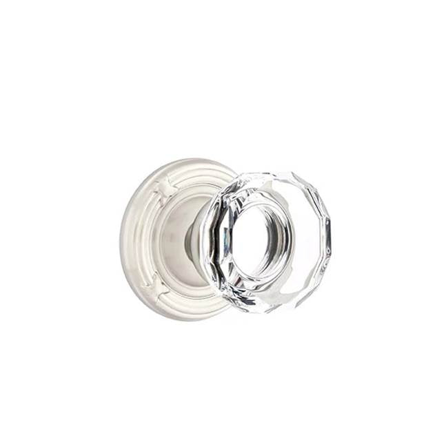 Emtek Door Handle - Lowell Glass Knob, Ribbon & Reed Rosette