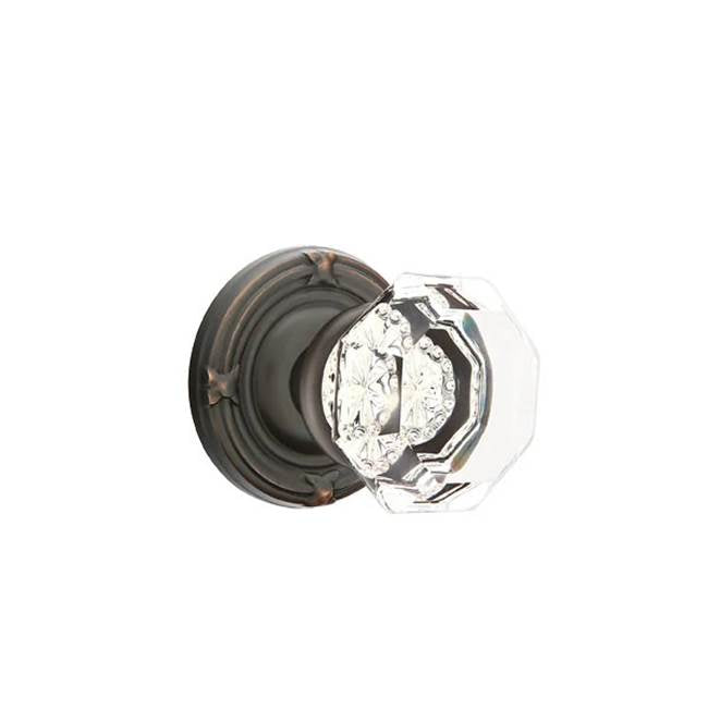 Emtek Door Handle - Old Town Glass Knob, Ribbon & Reed Rosette