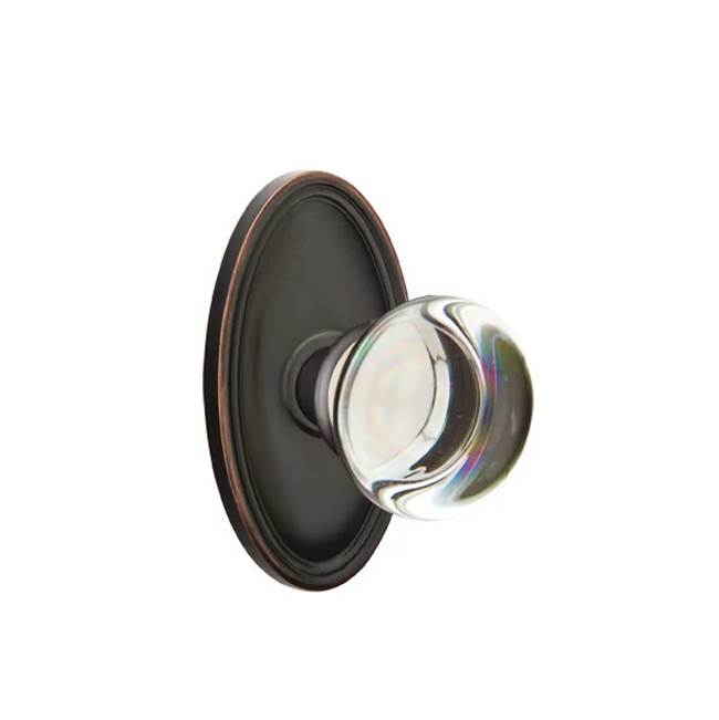 Emtek Door Handle - Providence Glass Knob, Oval Rosette