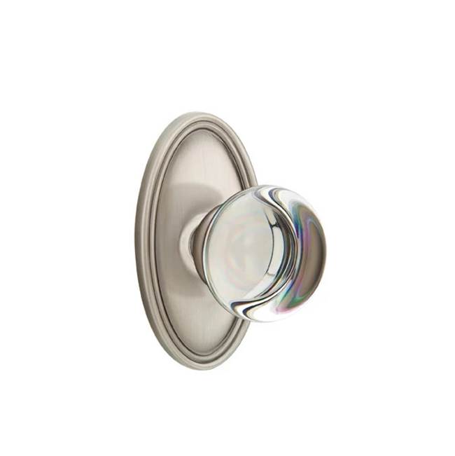 Emtek Door Handle - Providence Glass Knob, Oval Rosette