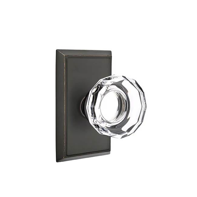 Emtek Door Handle - Lowell Glass Knob, Rectangular Rosette