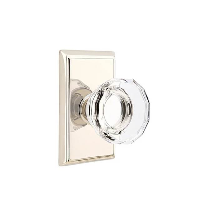 Emtek Door Handle - Lowell Glass Knob, Rectangular Rosette