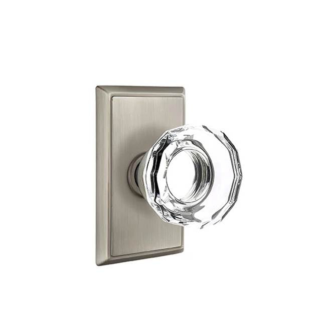 Emtek Door Handle - Lowell Glass Knob, Rectangular Rosette