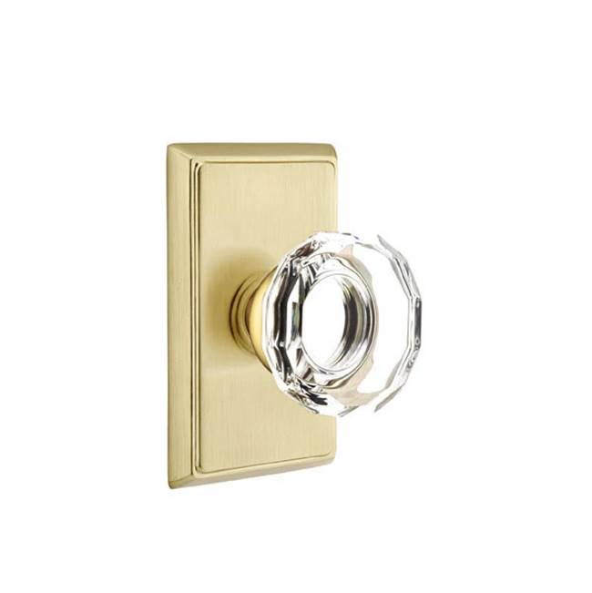 Emtek Door Handle - Lowell Glass Knob, Rectangular Rosette