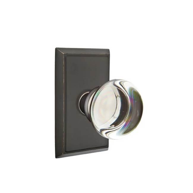 Emtek Door Handle - Providence Glass Knob, Rectangular Rosette