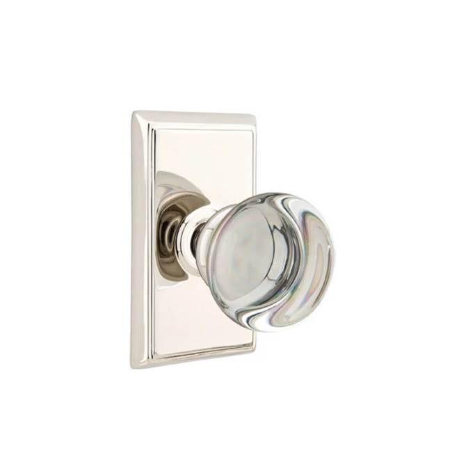 Emtek Door Handle - Providence Glass Knob, Rectangular Rosette