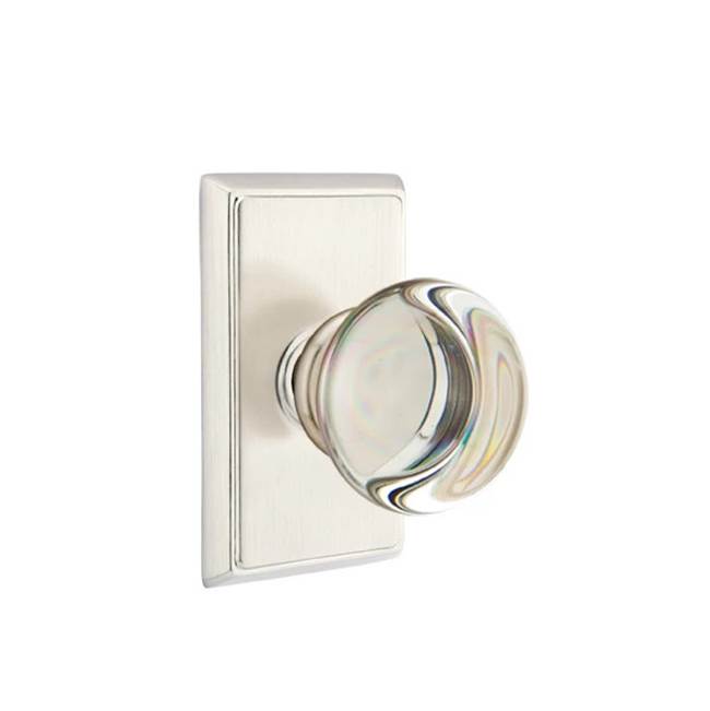 Emtek Door Handle - Providence Glass Knob, Rectangular Rosette