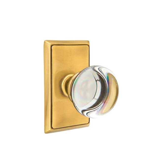 Emtek Door Handle - Providence Glass Knob, Rectangular Rosette