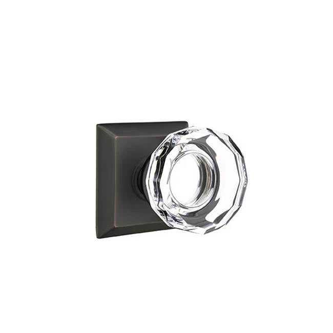 Emtek Door Handle - Lowell Glass Knob, Quincy Rosette