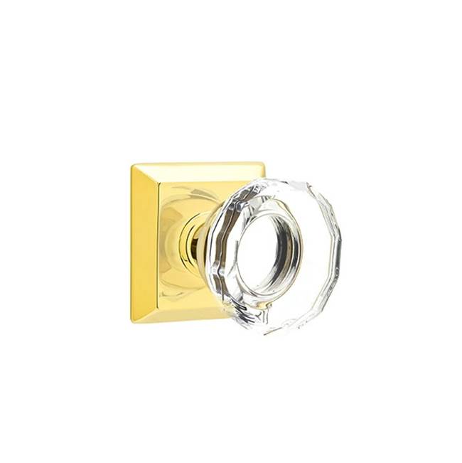 Emtek Door Handle - Lowell Glass Knob, Quincy Rosette