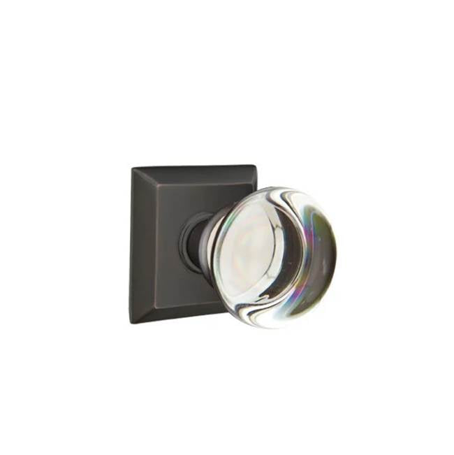 Emtek Door Handle - Providence Glass Knob, Quincy Rosette