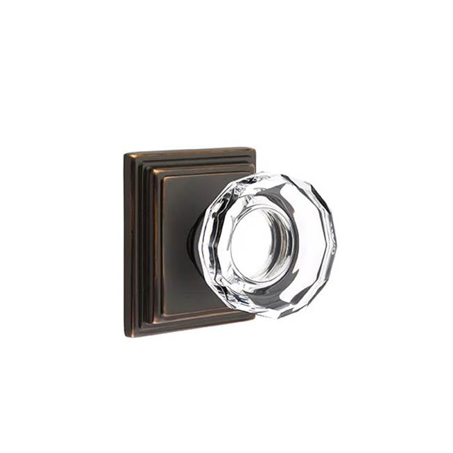 Emtek Door Handle - Lowell Glass Knob, Wilshire Rosette