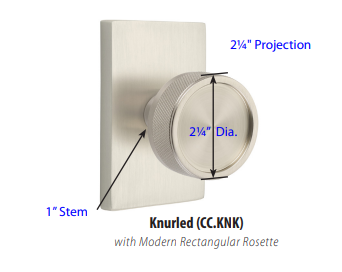 Emtek Select Door Knobs - Conical Knurled Knob - Modern Rectangular Rosette