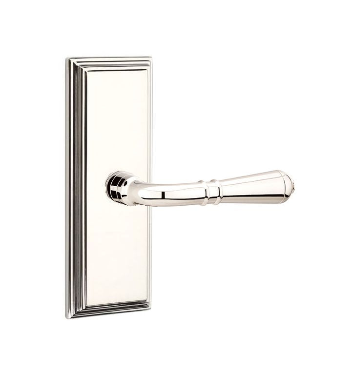Emtek  Door Handle - Turino Lever 7" Wilshire Sideplate - Classic Brass
