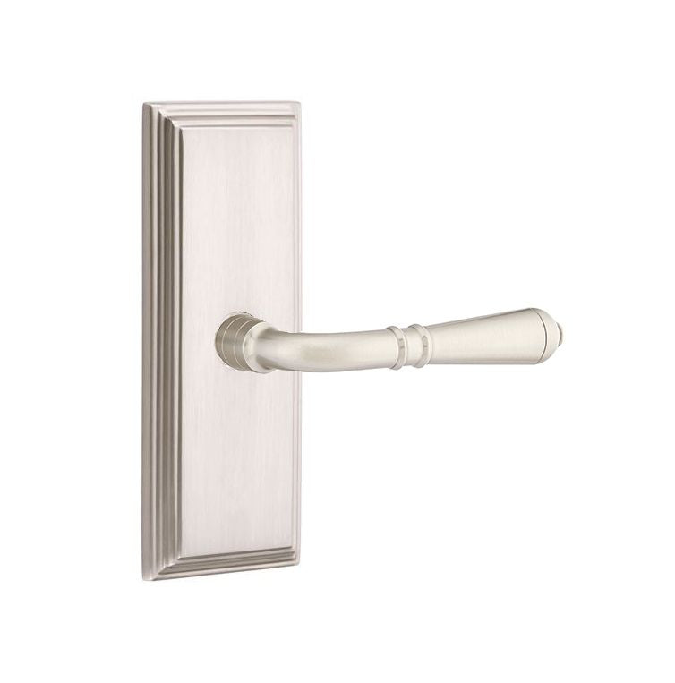 Emtek  Door Handle - Turino Lever 7" Wilshire Sideplate - Classic Brass