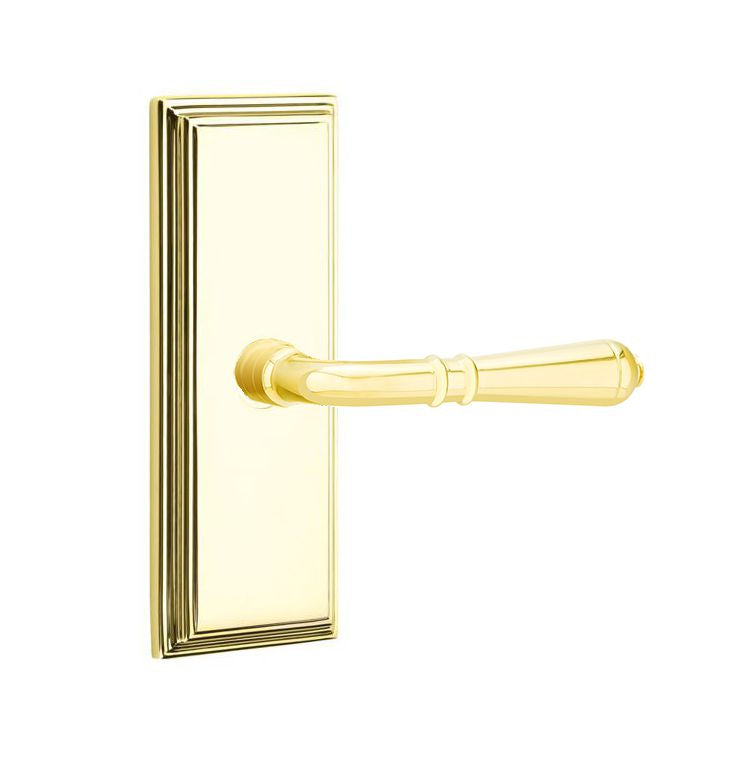 Emtek  Door Handle - Turino Lever 7" Wilshire Sideplate - Classic Brass